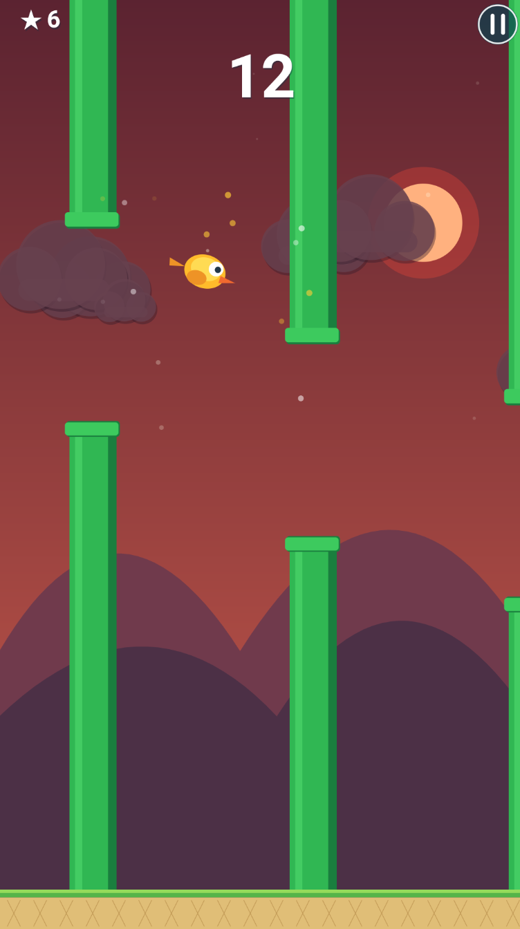 Fiipsy Bird gameplay in a dramatic night sky